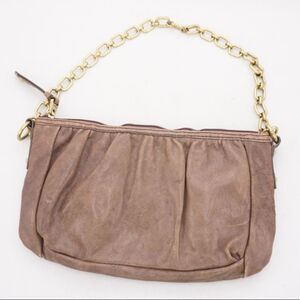 FOSSIL Brown Leather Handbag with Gold Chain Strap